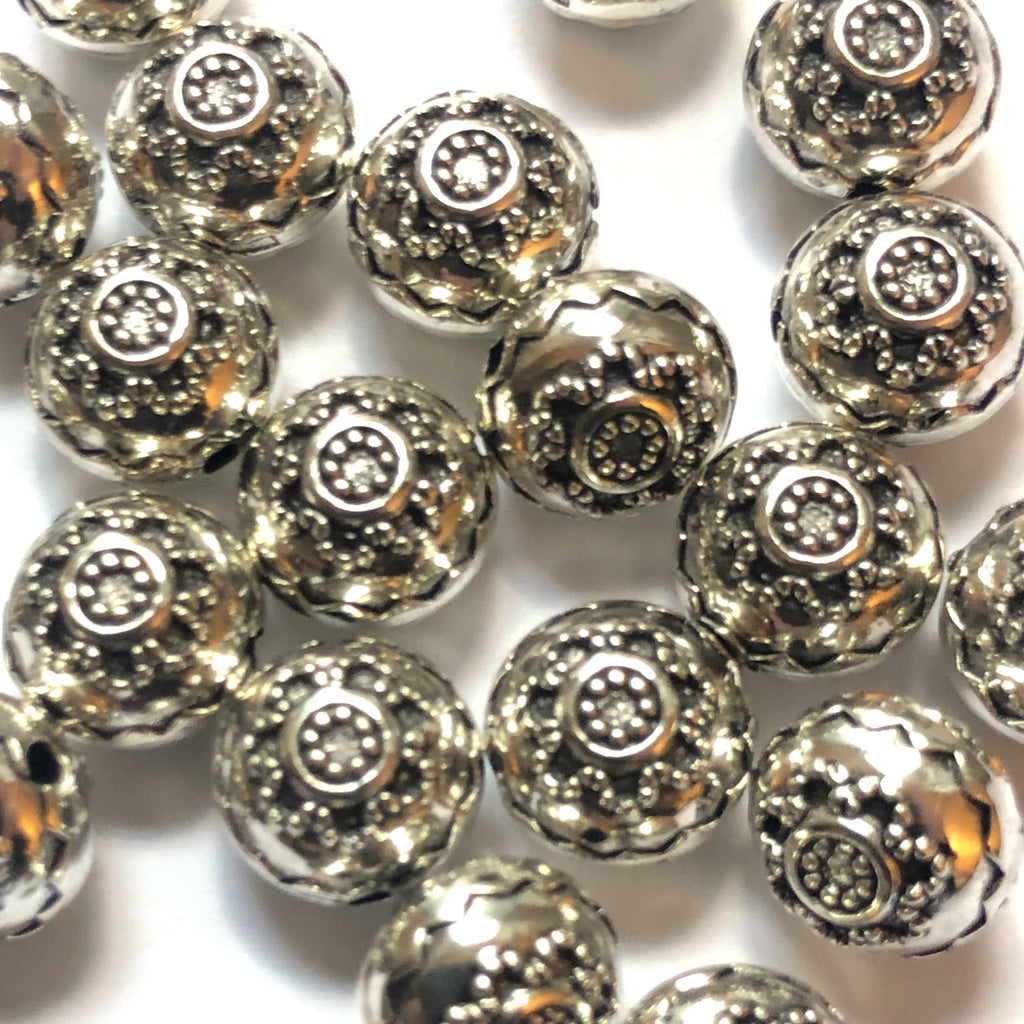 14MM Antique Silver Fancy Bead (36 pieces)