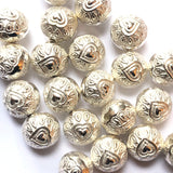 10MM Silver Heart Bead (36 pieces)