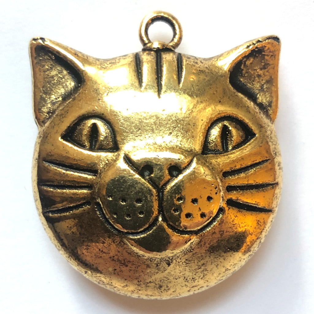 39MM Antique Ham.Gold Cat Drop (6 pieces)