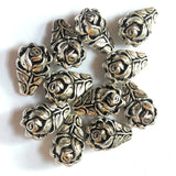 18X12MM Antique Silver Rose Pear Bead (24 pieces)