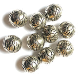 8MM Antique Silver Floral Bead Large 2MM Hole (144 pieces)