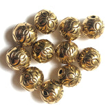 8MM Antique Ham.Gold Floral Bead Large 2MM Hole (144 pieces)