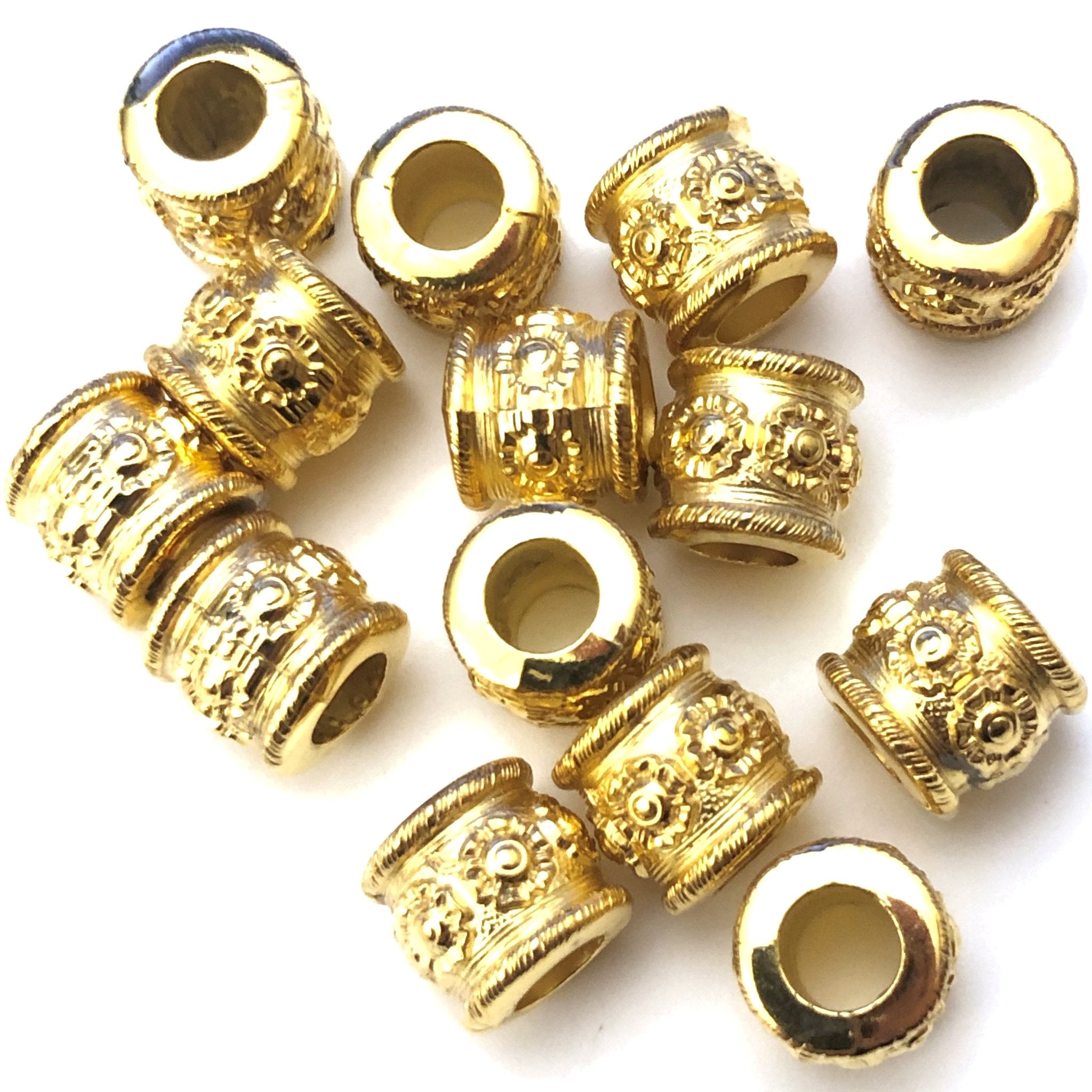 7x9mm Pewter Rondelle Large Hole Spacer Beads Antique Gold, Rosy Gold, –  Beads Galaxy