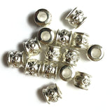 9MM Silver Large 4.6MM Hole Barrel Bead (72 pieces)