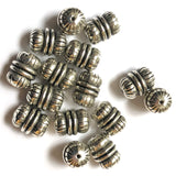 12X9MM Antique Silver Fluted Bead (72 pieces)
