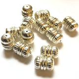 12X9MM Silver Fluted Bead (72 pieces)