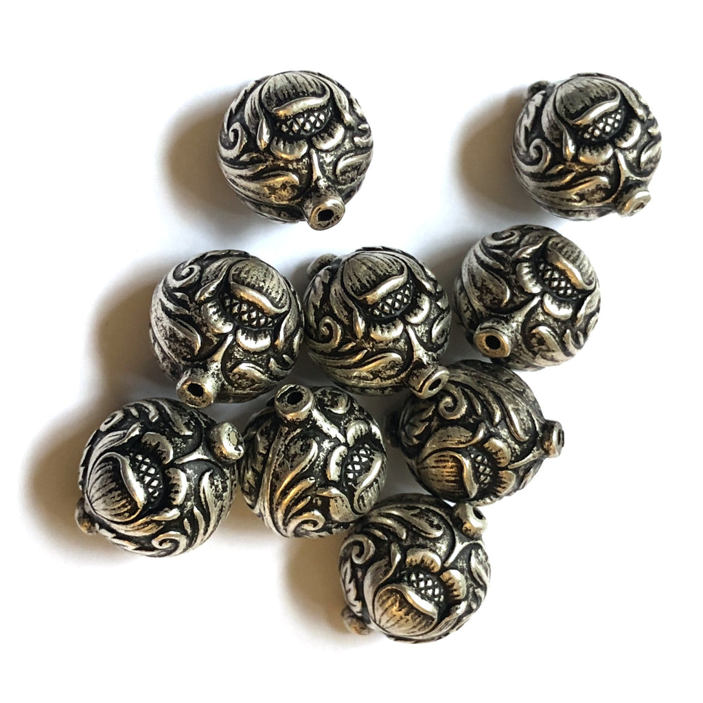 17X13MM Antique Silver Tulip Bead (24 pieces)