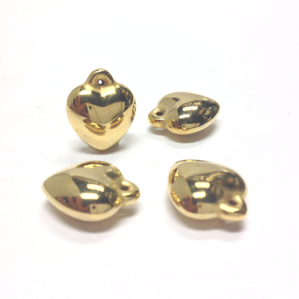 18MM Ham.Gold Puff Heart Drop w/Loop (36 pieces)