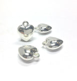 11MM Silver Puffed Heart Drop w/Loop (72 pieces)