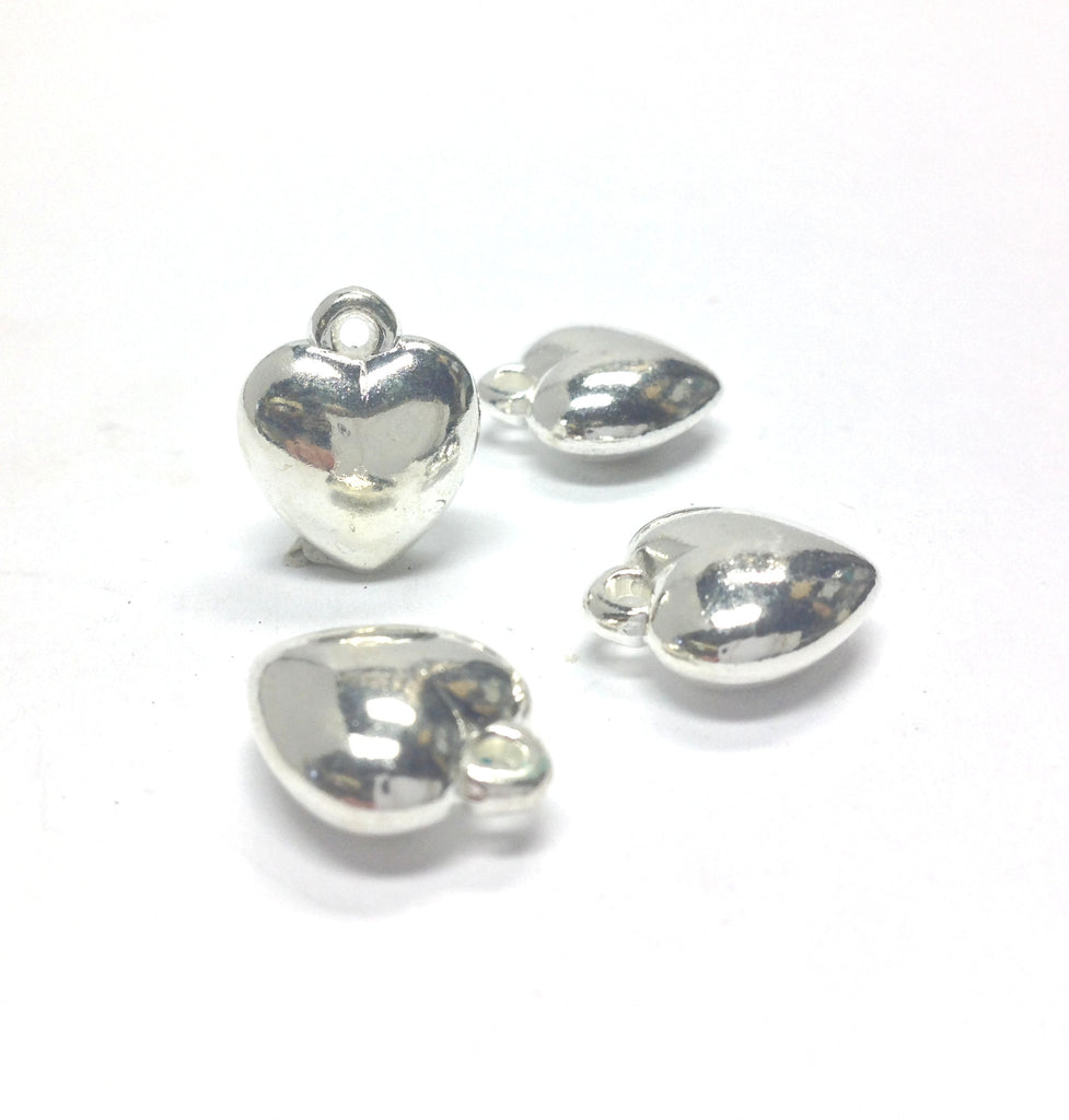 18MM Silver Puffed Heart Drop w/Loop (36 pieces)