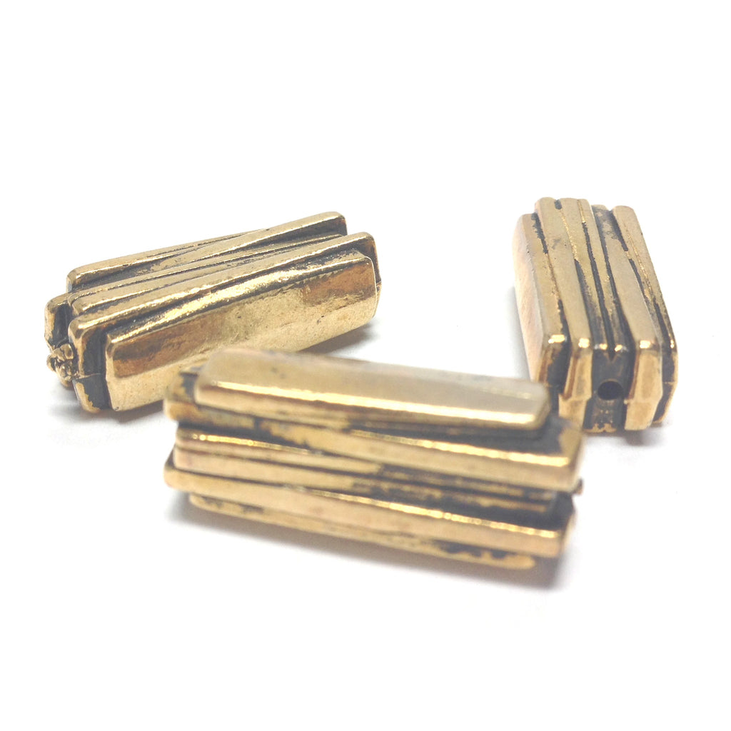 25MM Antique Gold Rectangle Bead (36 pieces)