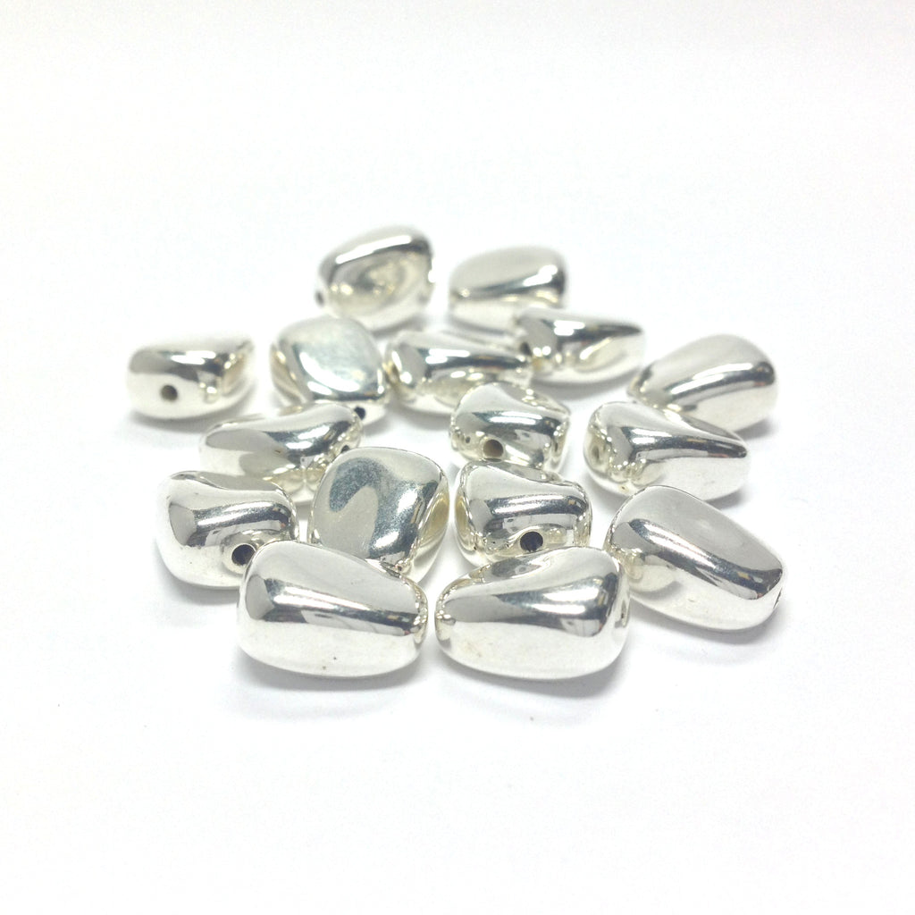 10MM Flat Silver Nugget Bead (72 pieces)