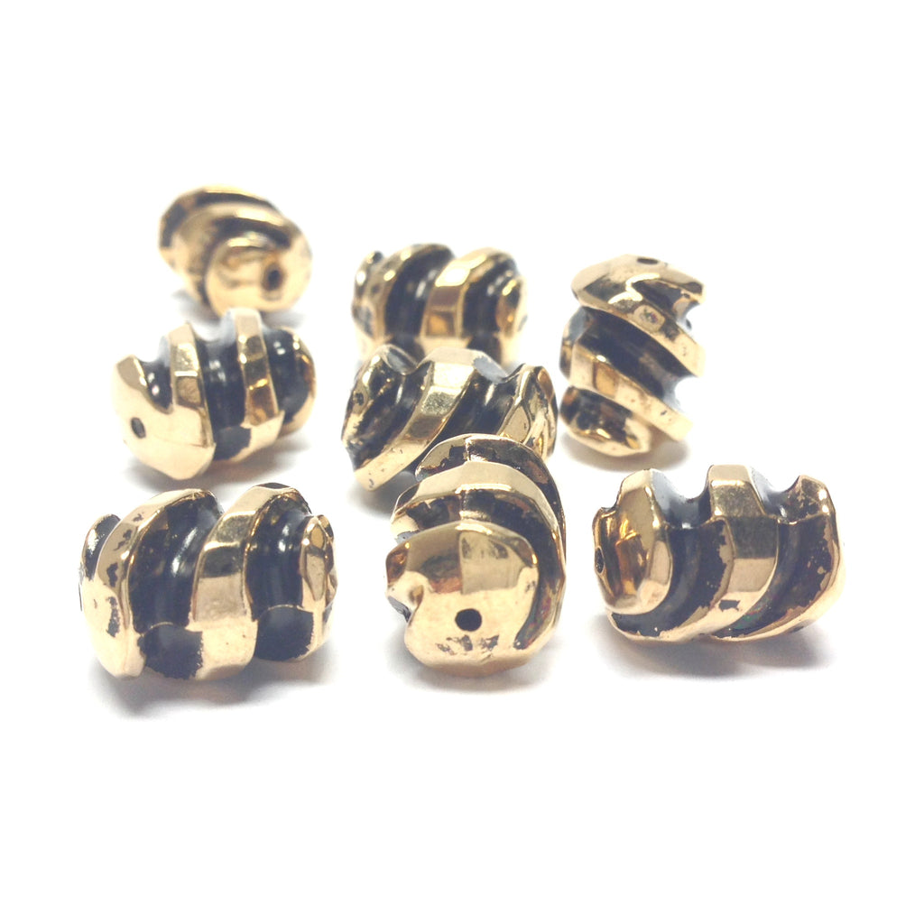 Ant.Ham.Gold Swirl Fluted Tube Bead (36 pieces)