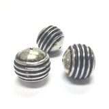 15MM Ant. Silver Ribbed Bead (24 pieces)