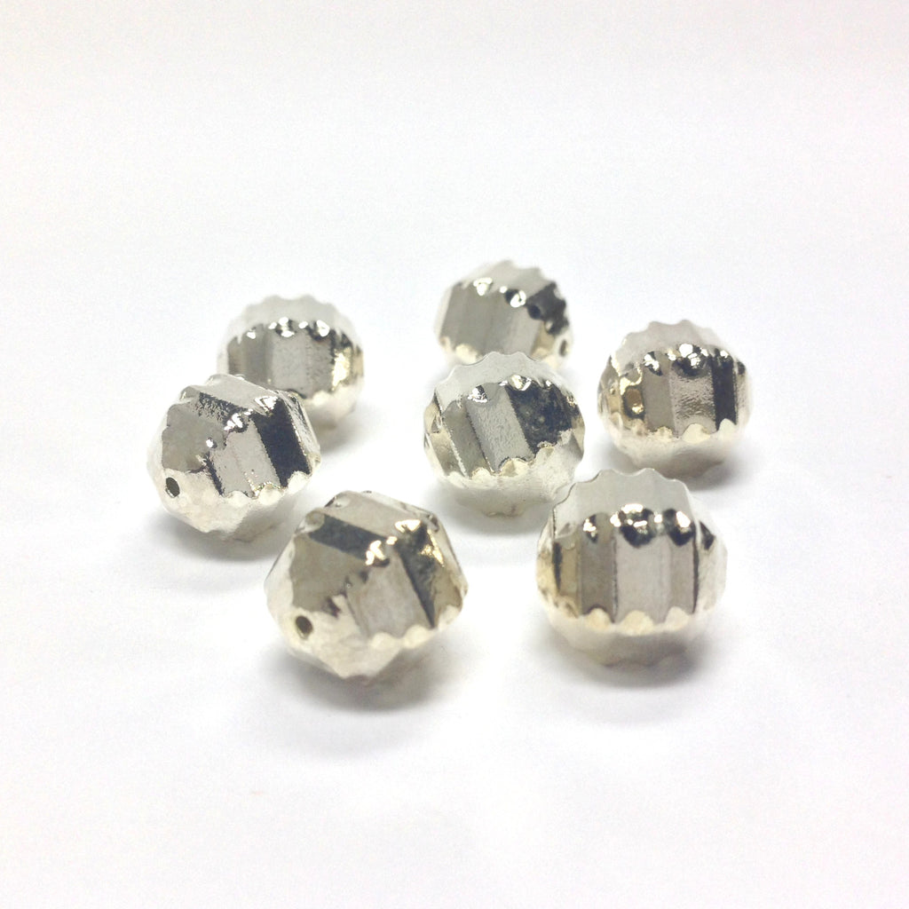12MM Silver Fancy Faceted Bead (36 pieces)