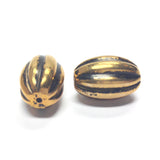 20X14MM Ant. Gilt Fluted Oval Bead (12 pieces)