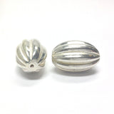 26X16MM Silver Fluted Oval Bead (12 pieces)