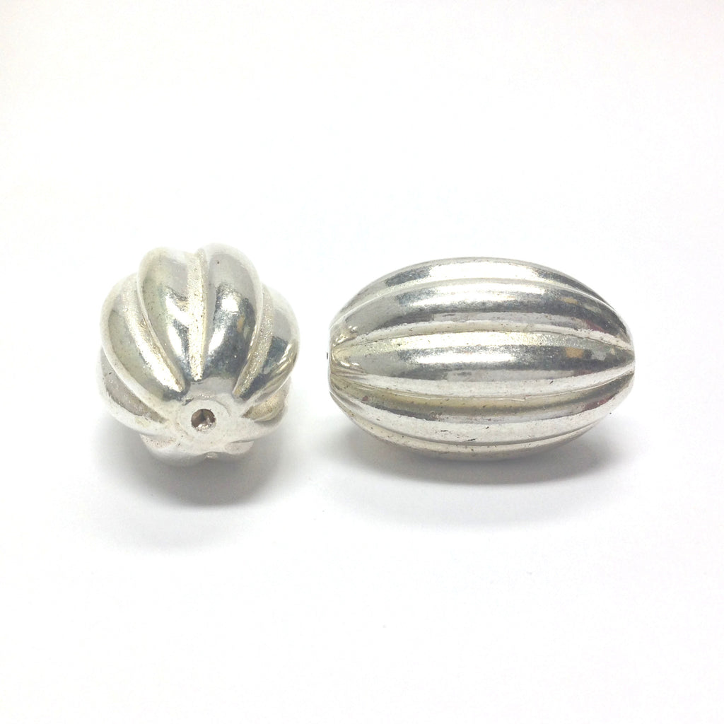 20X14MM Fluted Silver Bead (12 pieces)