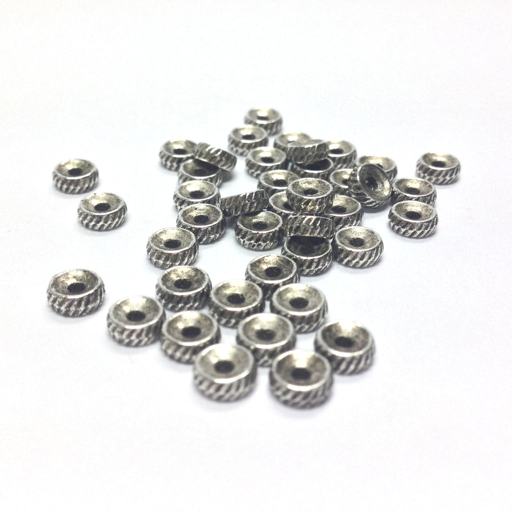 5MM Ant/Silver Fancy Rondel (144 pieces)