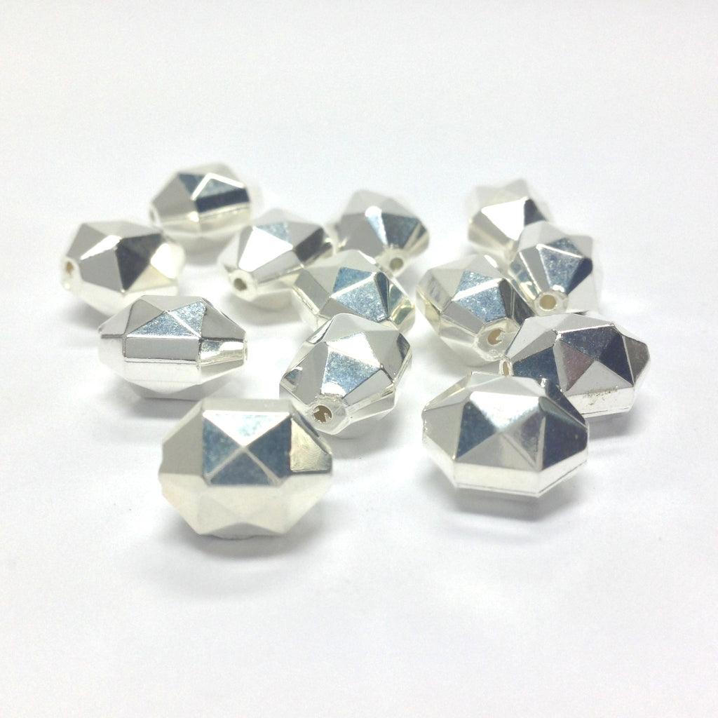 9X11MM Silver Faceted Oval Bead (72 pieces)