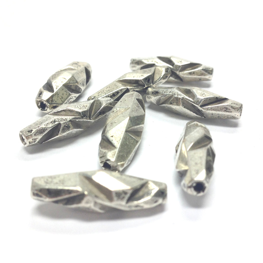Ant.Silver Baroque Oval Bead (36 pieces)
