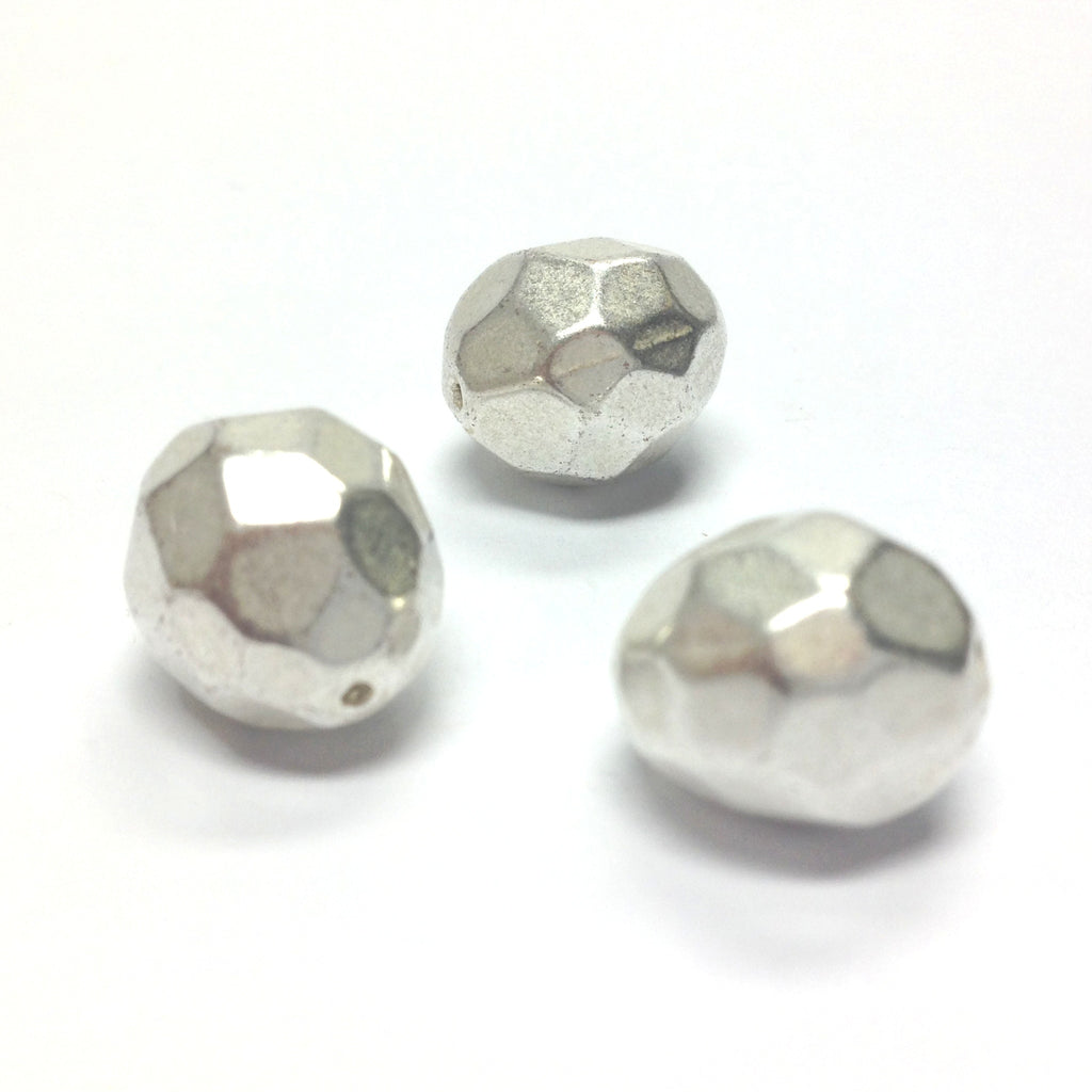 14X12MM Mat Silver Faceted Bead (36 pieces)