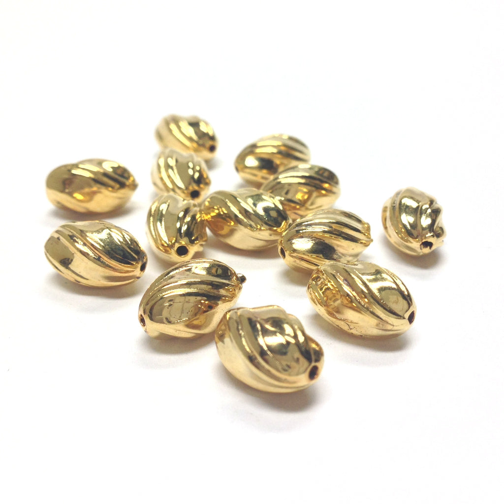 14X10MM Ham. Gold Swirl Oval Bead (36 pieces)