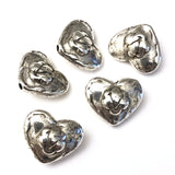 18MM Ant.Silver Heart w/Rose Bead (24 pieces)
