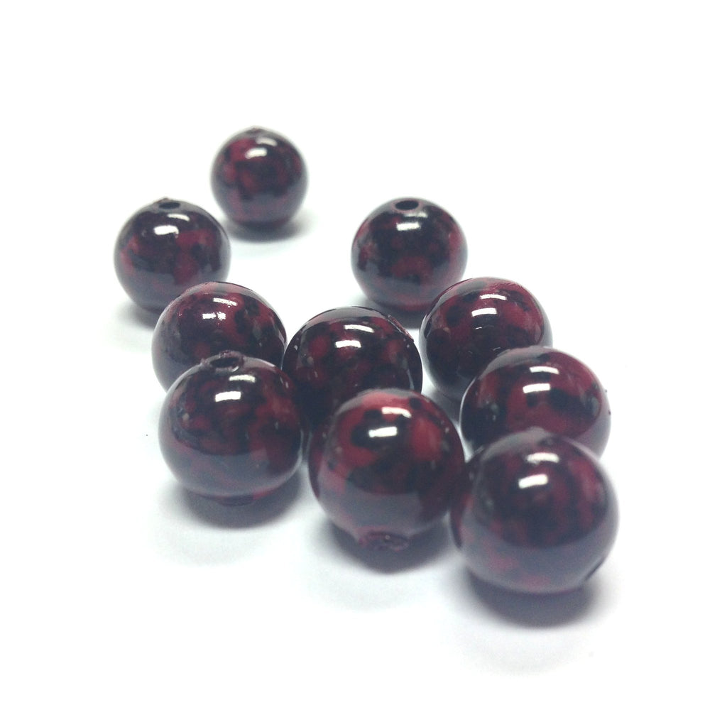 8MM Garnet/Black Dappled Beads (144 pieces)