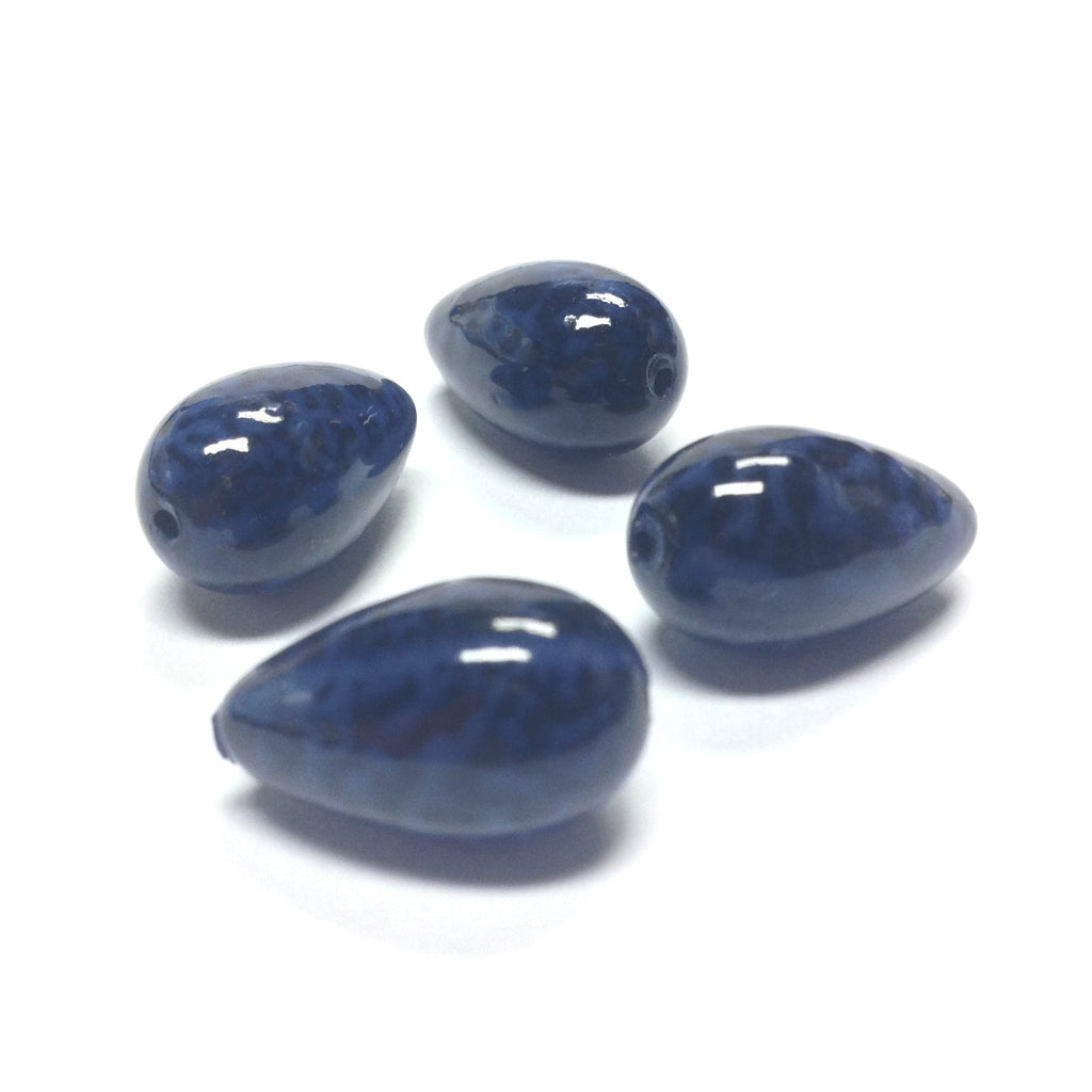 10X17MM Blue/Black Dappled Pear Beads (36 pieces)