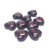 11MM Garnet/Black Dappled Heart Beads (72 pieces)