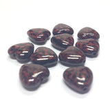 11MM Rust/Black Dappled Heart Beads (72 pieces)