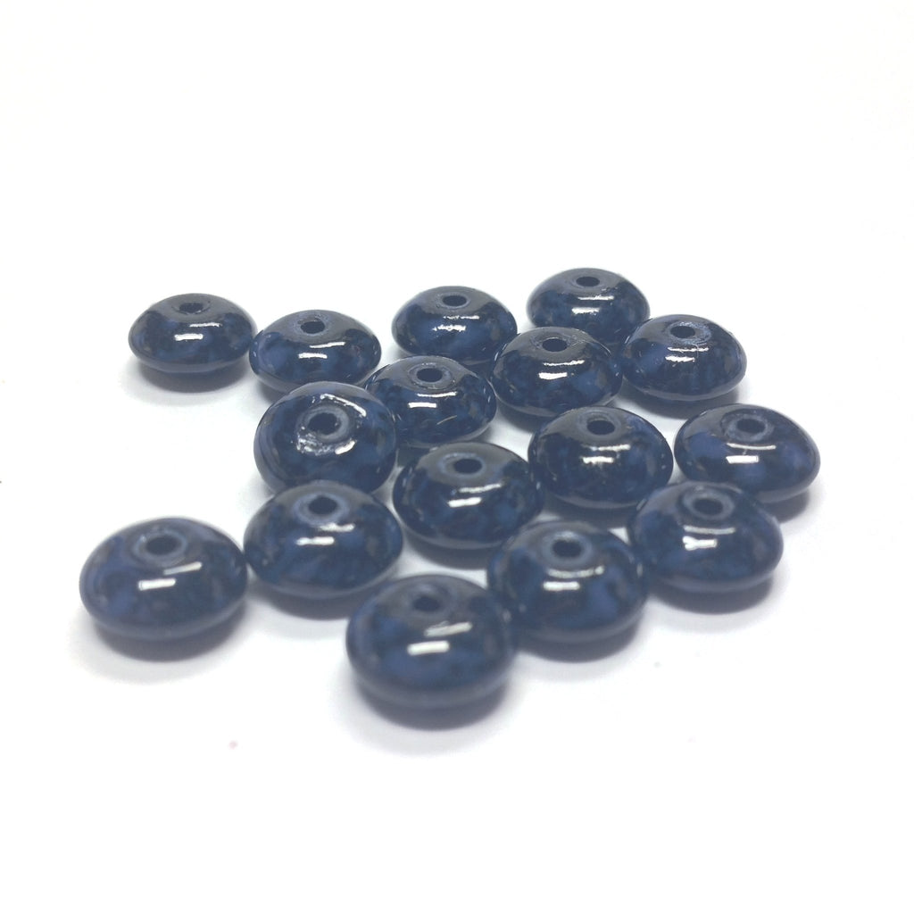 8MM Blue/Black Dappled Rondel Beads (72 pieces)