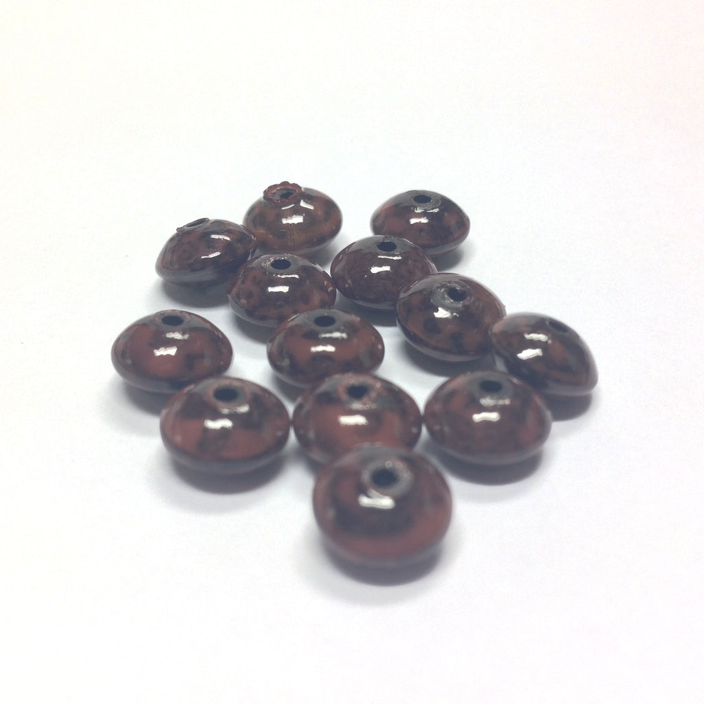 8MM Brown/Black Dappled Rondel Beads (72 pieces)