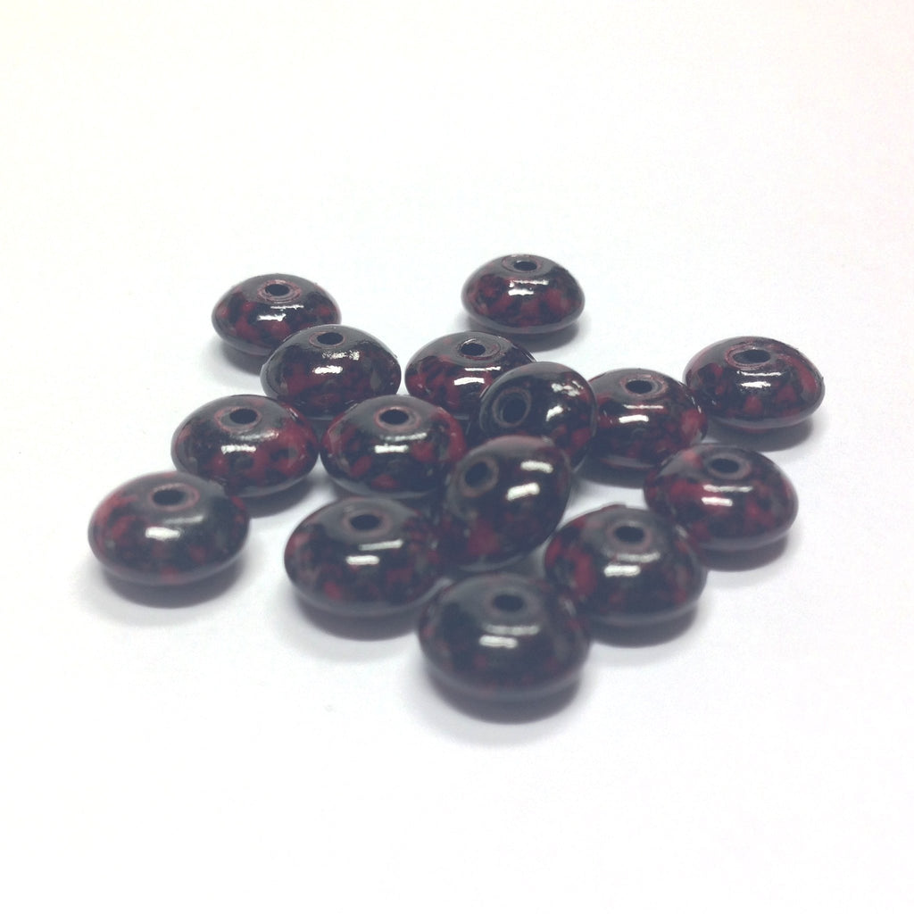 8MM Garnet/Black Dappled Rondel Beads (72 pieces)