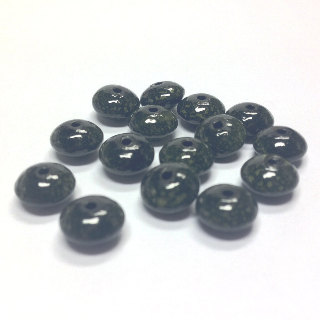 8MM Green/Black Dappled Rondel Beads (72 pieces)