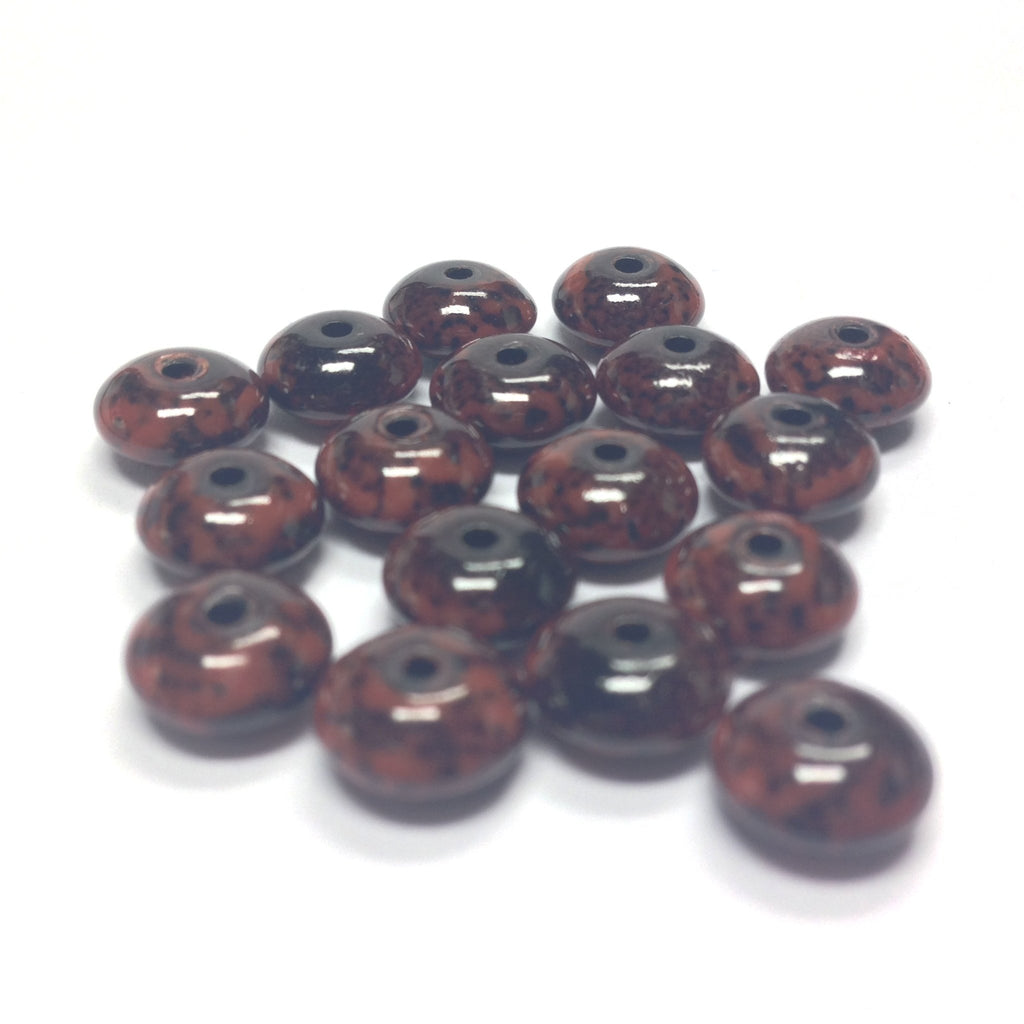 8MM Rust/Black Dappled Rondel Beads (72 pieces)