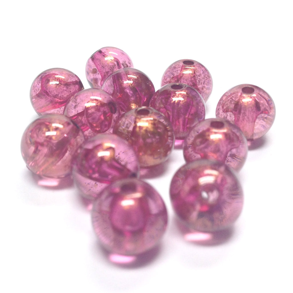 10MM Lilac "Gold Lace" Bead (72 pieces)