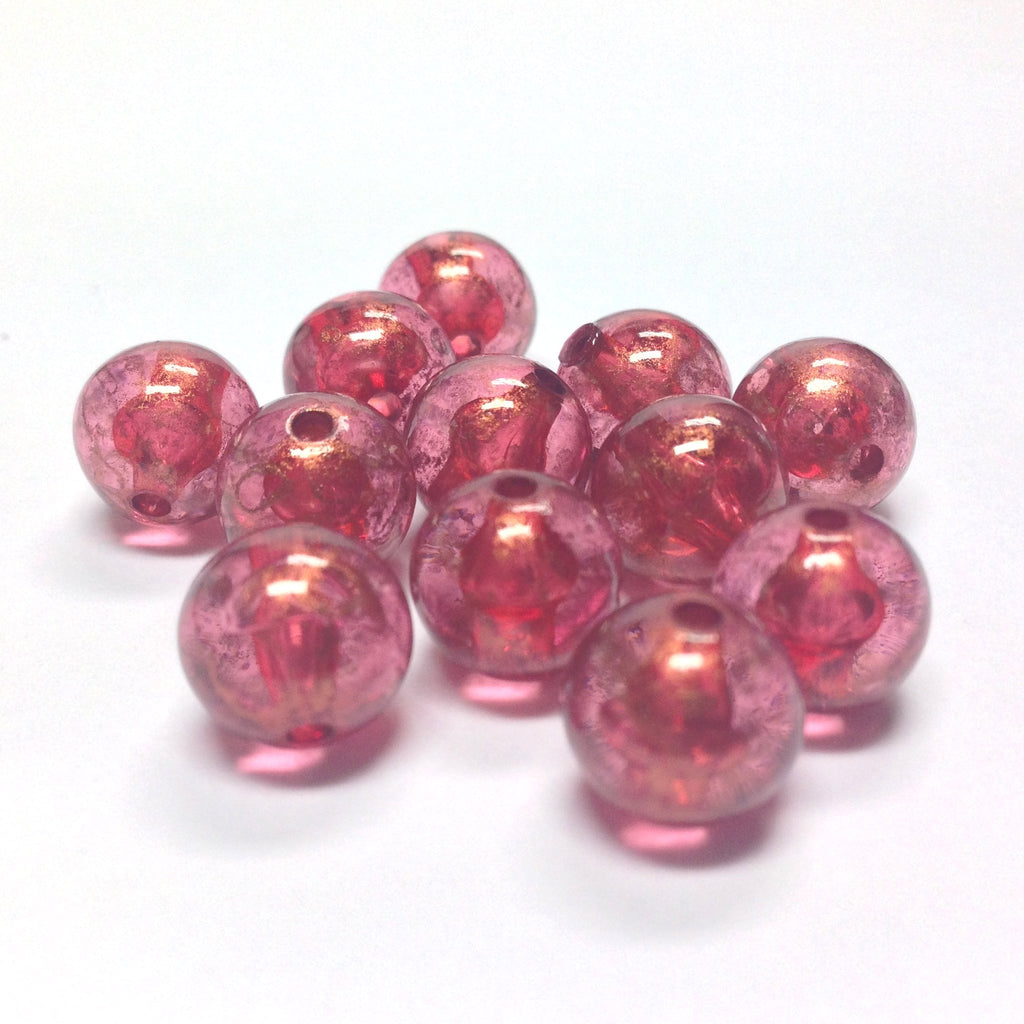 8MM Ruby "Gold Lace" Bead (144 pieces)