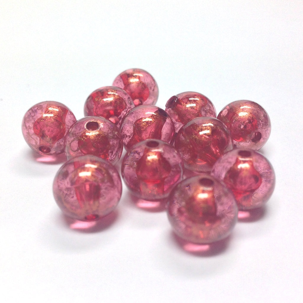 10MM Ruby "Gold Lace" Bead (72 pieces)
