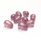 7X11MM Lilac "Gold Lace" Pear Beads (72 pieces)