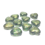 11MM Green "Gold Lace" Heart Beads (72 pieces)