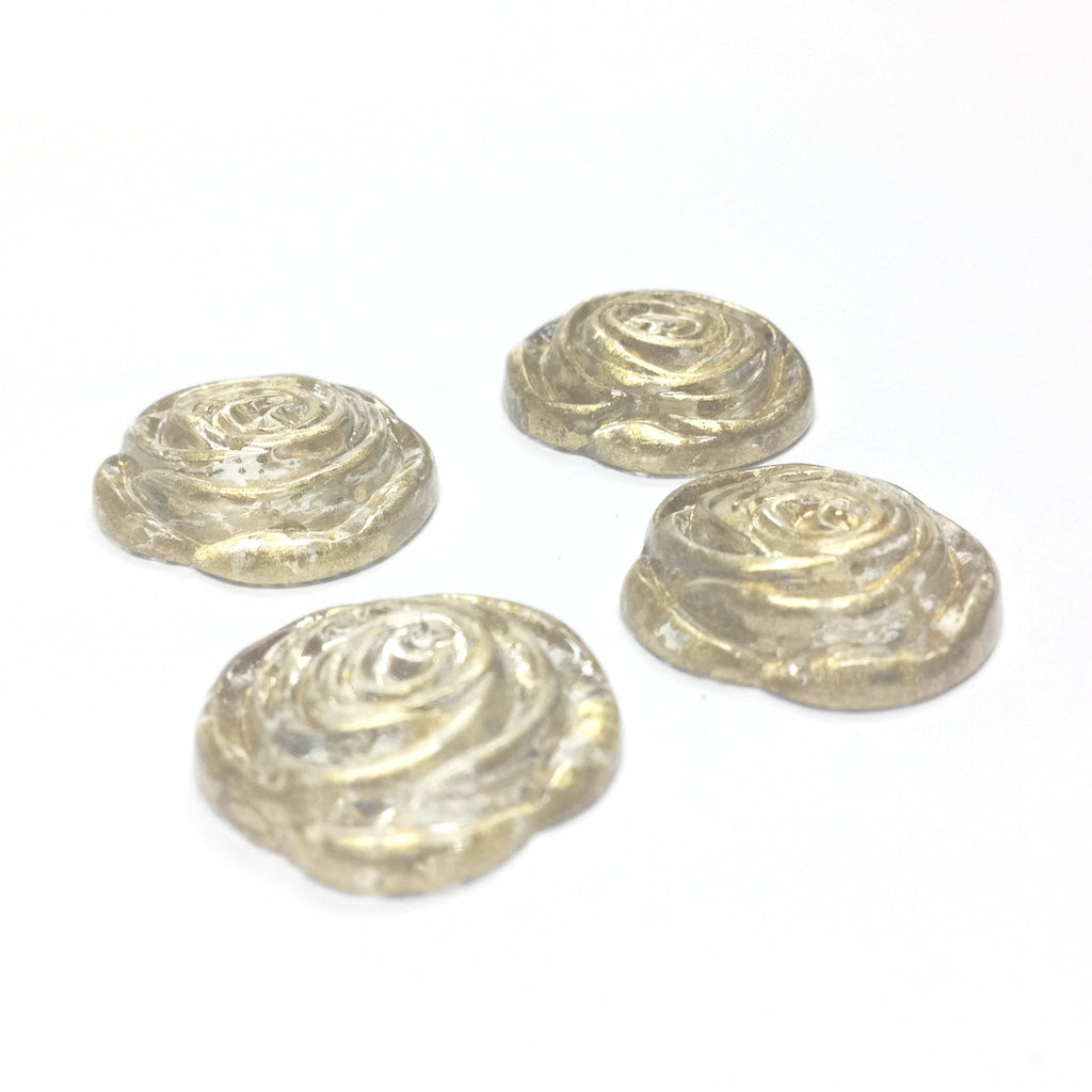 17MM Crystal "Gold Lace" Rose Cab (24 pieces)