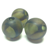 18MM Green Mat "Haze" Large Hole Bead (12 pieces)