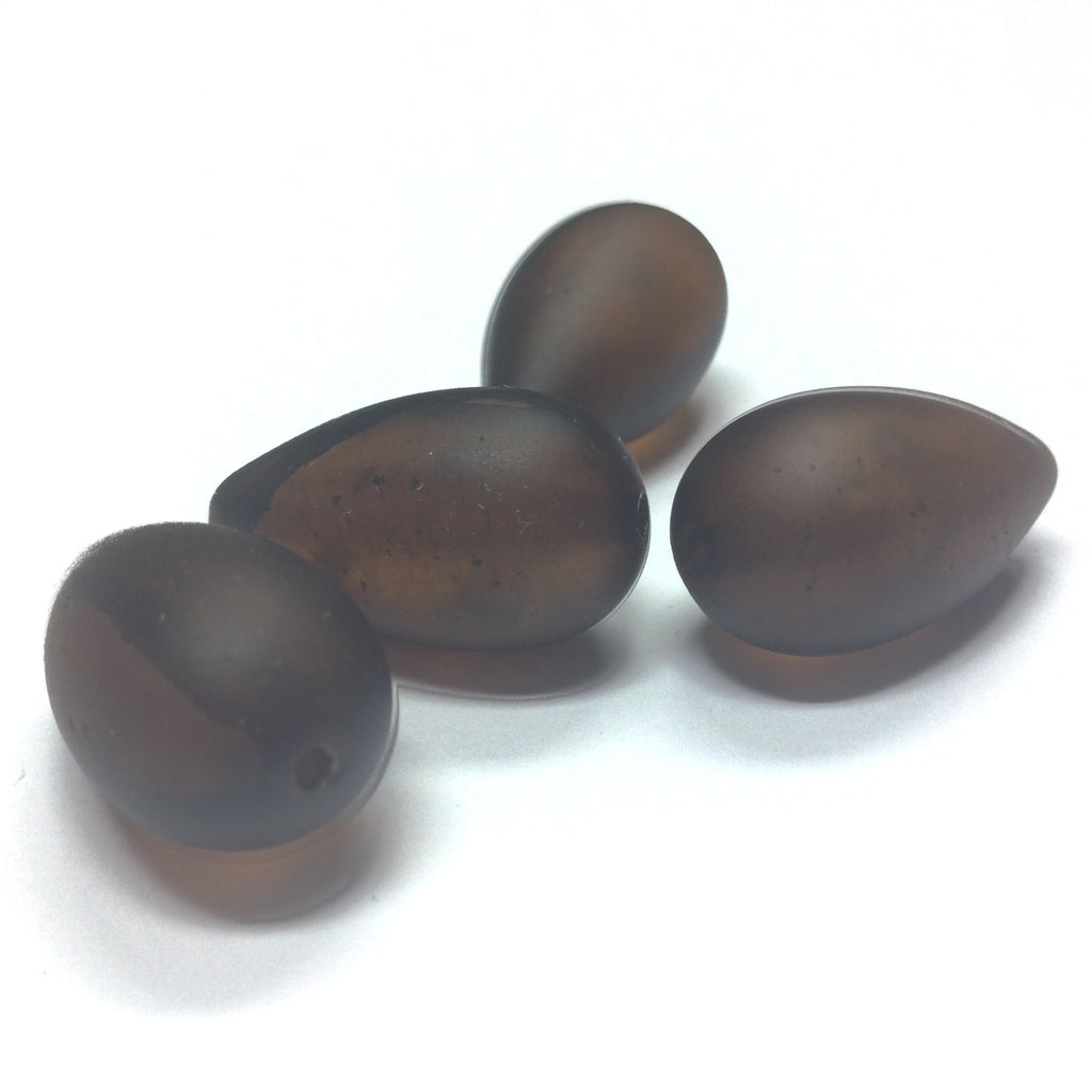 13X22MM Brown Mat "Haze" Pear Bead (24 pieces)
