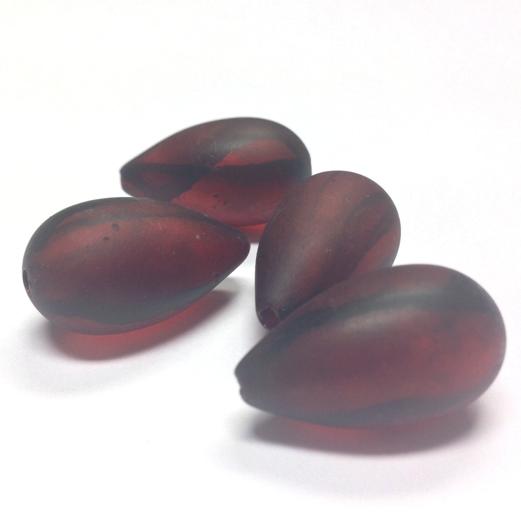 13X22MM Garnet Mat "Haze" Pear Beads (24 pieces)