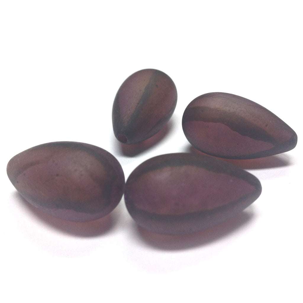 13X22MM Purple Mat "Haze" Pear Beads (24 pieces)