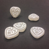 12MM Ivory/White Engraved Heart Bead (36 pieces)