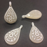 12X30MM Ivory/White Engraved Pear Drop (12 pieces)