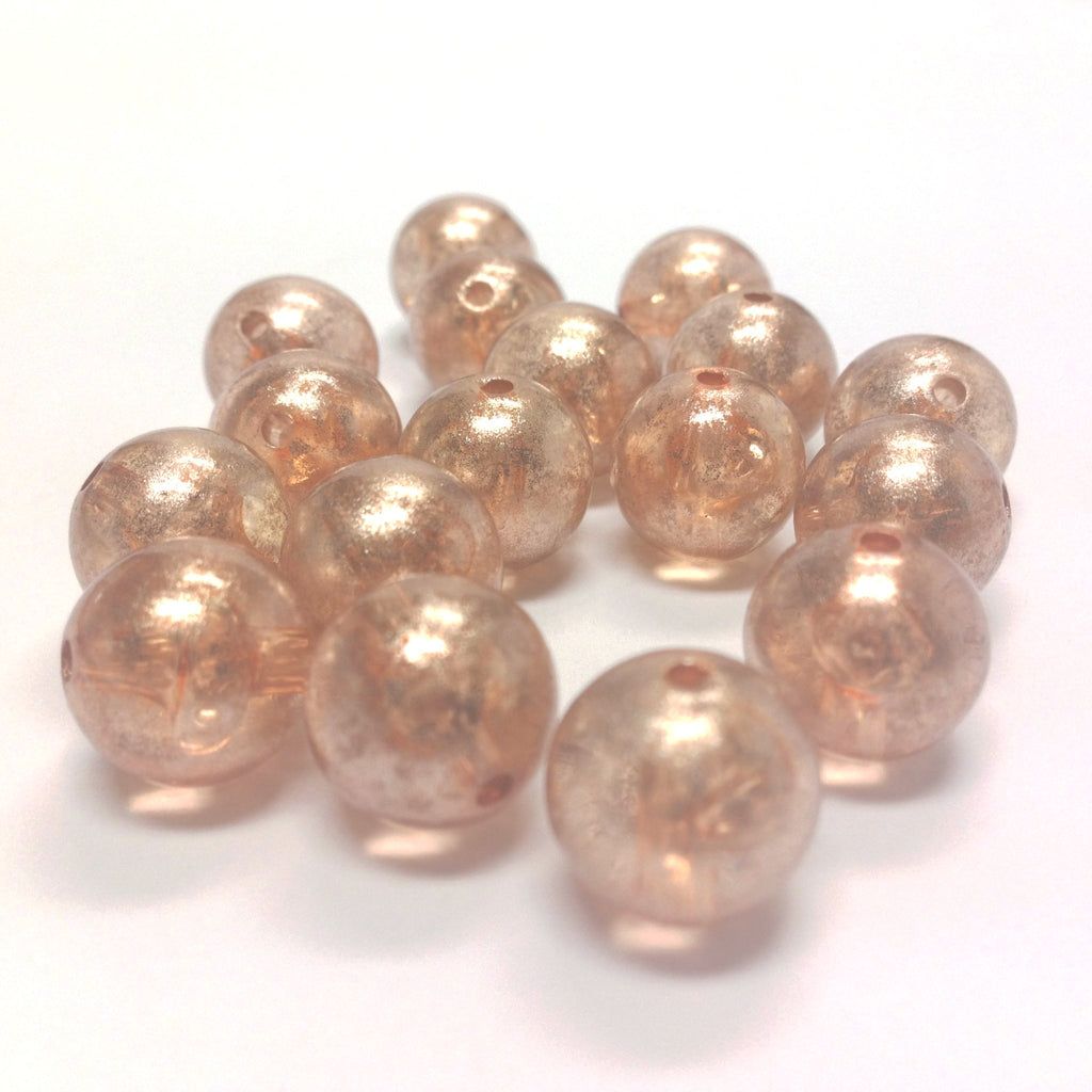 12MM Peach "Silver Lace" Bead (72 pieces)